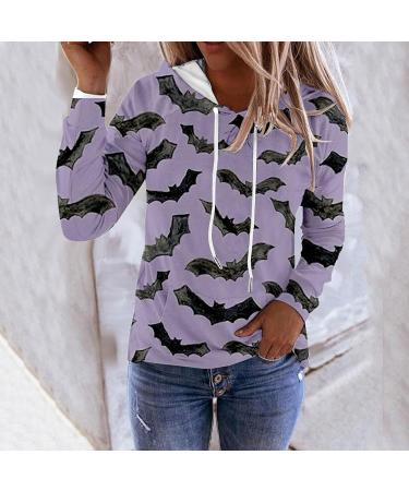 Halloween Costumes Casual Long Sleeved Drawstring Hooded Sweater Pullover for Women Hoodie Purple X-Large - Buy Online on GoSupps.com