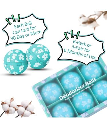 Deodorizer Balls Shoe Fresheners Shoe Deodorizer Balls 6 Pack Shoe Odour Eliminator for Lockers Gym Bags Homes Offices and Cars Natural Cotton Aroma - Buy Online on GoSupps.com