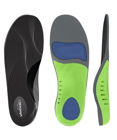 ViveSole Heavy Duty Gel Insoles - Arch Support Shoe Insert for Women and Men - 220+ lbs Plantar Fasciitis Orthotic - Comfortable Cushion  Feet Pain Relief with Polyurethane Foam - Trim to Fit (1 Pair) Large Black