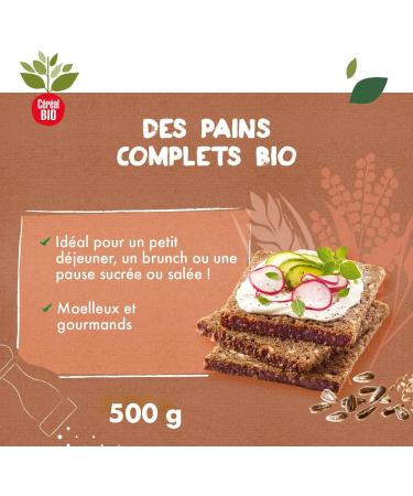 Organic Cereal Wholegrain Rye Bread with Organic Sunflower Seeds - High in Fiber - Ideal for Breakfast - 500g (7 loaves) - Buy Online on GoSupps.com