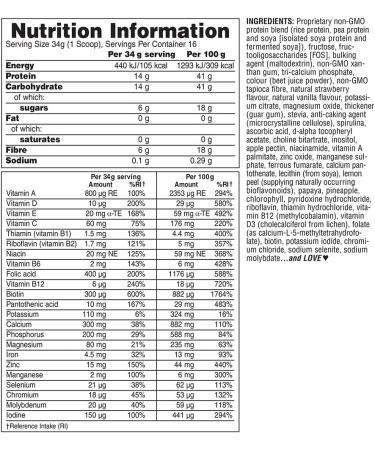 NaturesPlus SPIRU-TEIN Shake Strawberry 1.2 lbs - Plant Based Meal Replacement with Spirulina Protein Powder - Vegetarian & Gluten-Free - Energy Boost - 16 Servings - Buy Online on GoSupps.com