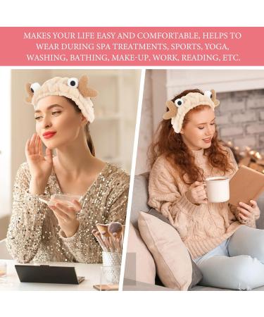 WLLHYF Face Wash Headband Facial Makeup Hairband Elastic Spa Headband Cute Coral Fleece Crab Hair Band Cartoon Creative Head Wraps Cute Christmas Hair Accessories for Women Girls Skincare Sports Khaki - Buy Online on GoSupps.com