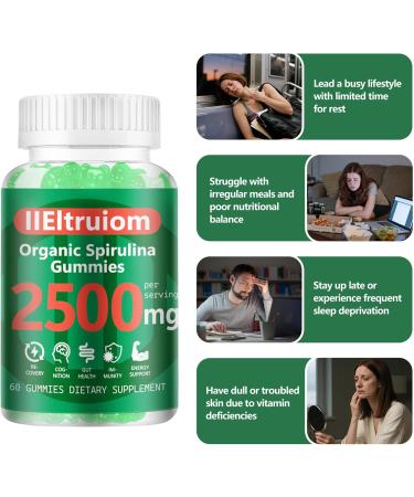 IIEltruiom Organic Blue Spirulina Chlorella Gummies 13-in-1 Super Greens & Superfoods Spirulina 2500mg Enhanced Daily Energy with Sea Moss Chlorophyll GLA Gluten Free 60 Vegan Gummies - Buy Online on GoSupps.com