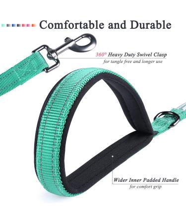 Vivaglory Traffic Handle Dog Leash - Padded Reflective & Strong Metal Hook - 1.2m x 2.5cm - Turquoise | International Shipping Available - Buy Online on GoSupps.com