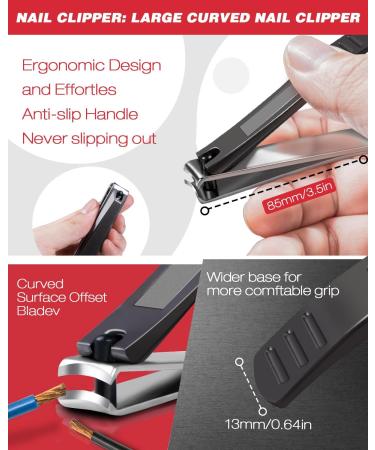 Softale Toenail Clippers for Thick Nails - Professional Stainless Steel Podiatrist Pedicure Kit for Ingrown Toenails - 7 Piece Set in Red+Silver - Buy Online on GoSupps.com