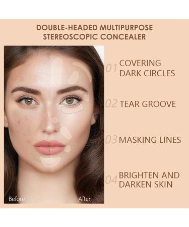 Face Concealer Stick | Dual-Sided Makeup Corrector Stick Face Contours Sticks Makeup Face Shaping Cream Concealer for Makeup Artists #02 - Buy Online on GoSupps.com