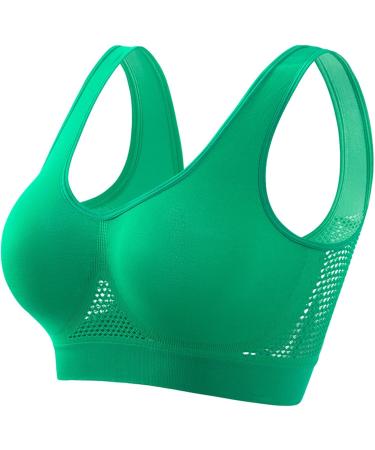 GENISIE 2024 AI Women's Sports Bra - Padded Seamless Wireless Breathable Yoga Bra for Workout & Comfortable Sleep | Maternity Dress Green L - Buy Online on GoSupps.com