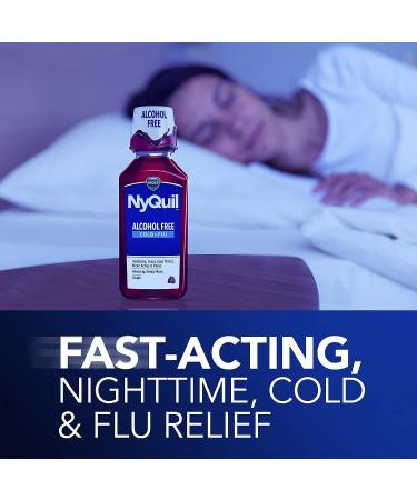 Vicks NyQuil Alcohol-Free Cold & Flu Relief Liquid Medicine - 12 FL OZ, Berry Flavor | Multi-Symptom Nighttime Relief - Buy Online on GoSupps.com