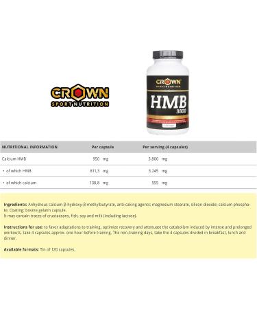 Crown Sport Nutrition HMB 3800950 mg 120 caps scientific serving of HMB per serving - Buy Online on GoSupps.com