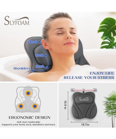 Luxurious Black Bath Pillow for Tub with Neck and Back Support | Soft 4D Pillow for Spa and Jacuzzi | Strong Suction Cups for Ultimate Relaxation - Buy Online on GoSupps.com