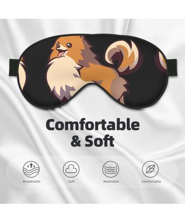 Shop Cartoon Pomeranian Dog Print Unisex Sleep Mask | Soft Comfort Eye Shade for Travel Yoga & Shift Work - Buy Online on GoSupps.com