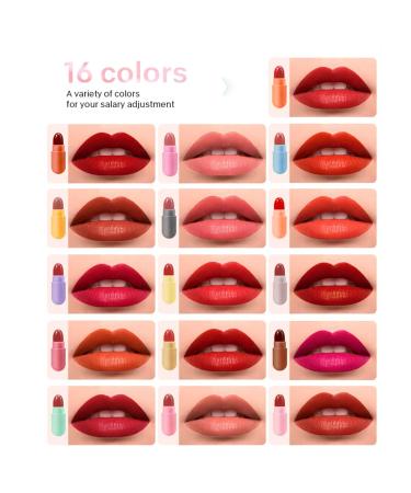 16 Colors Mini Capsule Lipstick Set | Matte Waterproof & Long Lasting Lipsticks for Flawless Makeup - Buy Online on GoSupps.com