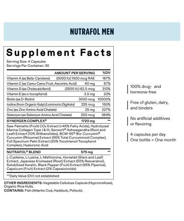 Nutrafol Men's Hair Growth Supplement & Serum - Clinically Tested for Thicker & Stronger Hair - 1 Month Supply - Buy Online on GoSupps.com
