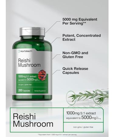 Horb ach Reishi Mushroom Capsules | 200 Count | Non-GMO and Gluten Free Extract Supplement - Buy Online on GoSupps.com
