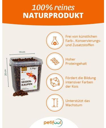 Petifool Koi Silk - 1.5kg Dried Silk Caw | Healthy Insect Snack for Turtles Fish Birds Reptiles & Rodents - International Shipping Available - Buy Online on GoSupps.com