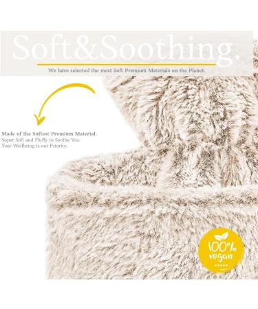 Qomfor Hot Water Bottle with Fluffy Faux Fur Cover - 1.8l Large - Pain Relief for Neck, Shoulders, Hands, Feet - Dark Brown - Buy Online on GoSupps.com
