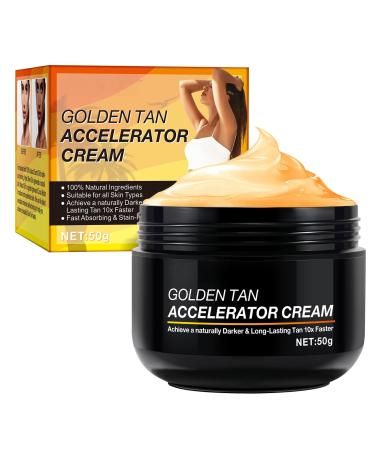 Golden Tan Accelerator Cream Fast Dark Tanning Lotion for Outdoor Sun & Tanning Bed Natural Glow with Tropical Scent Non-Sticky Long-Lasting Results 1pcs 50g
