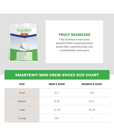 SmartKnit Seamless Diabetic Mini Crew Socks 3 Pack - Small Black (6 Count) - Buy Online on GoSupps.com