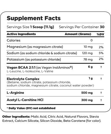 Ultra Clean Vegan BCAA Powder + Electrolytes (Peach Mango | 6G) - Sugar-Free BCAAs Amino Acids Supplement for Post Workout Recovery - Women/Men - Buy Online on GoSupps.com