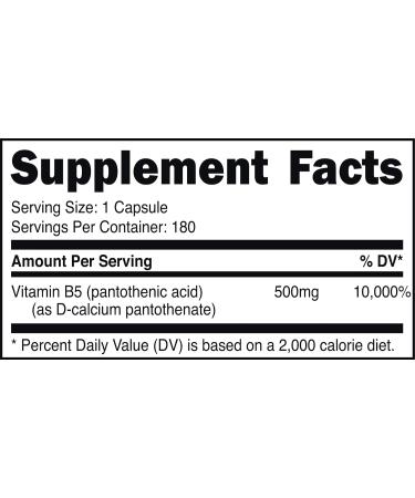 Bucked Up Vitamin B5 (Pantothenic Acid) 500mg - 180 Capsules | Essential B5 Supplement for Energy & Wellness - Buy Online on GoSupps.com