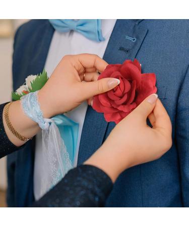 minkissy Red Flower Hair Clip Red Rose Hair Clip Wedding Rose Hair Clip Fabric Flower Brooch Pin Flower Hairpin Flamenco for Wedding Women (Dark Red) - Buy Online on GoSupps.com