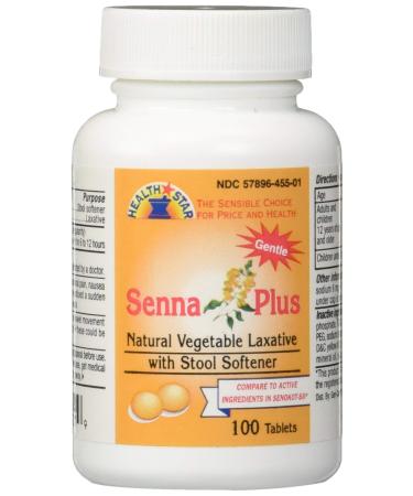 Senna Plus Natural Vegetable Laxative with Stool Softener - 100 Tablets