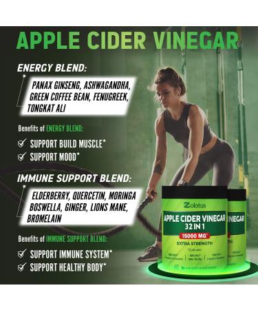 2 Packs 15000mg Apple Cider Vinegar Capsules with Turmeric, Cinnamon, Milk Thistle - Keto Digestion & Immune Support - Buy Online on GoSupps.com
