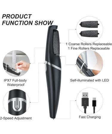 Dongxw Electric Foot Callus Remover - Rechargeable Pedicure Kit with 2 Rollers, 2 Speeds, LED Light - Waterproof for Foot Scraper, Dead Skin Removal - 3 Pack - Buy Online on GoSupps.com
