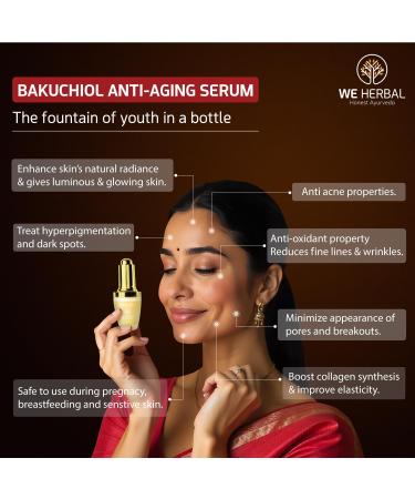 We Herbal Bakuchiol Anti-Ageing Serum | Natural Retinol Alternative with Rosehip & Almond Oil | Treats Acne-Causing Bacteria & Pimples | No Chemicals or Fragrance | 20ml - Buy Online on GoSupps.com