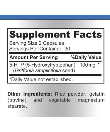 5-HTP Capsules - Natural 5-Hydroxytryptophan for Calm Relaxation Sleep & Mood Support - 60 Count - Buy Online on GoSupps.com
