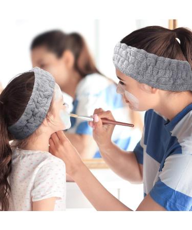 3 Pieces Gray Spa Face Headband Set - Perfect for Makeup Face Washing Yoga & Showers | Women's Elastic Hair Wraps - Buy Online on GoSupps.com