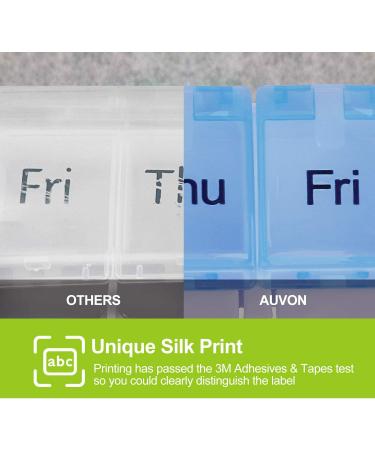 AUVON Weekly Pill Organizer Arthritis Friendly - 7 Day Spring Open Design, Large Compartment - Blue - Buy Online on GoSupps.com