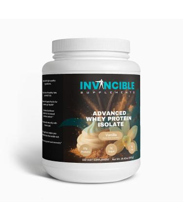 Invincible Supplements 100% Whey Protein Isolate Vanilla 22g Protein MCT Oil Digestive Support Non-GMO Lab Tested Muscle Recovery Shake