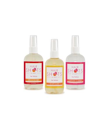 Hair Shots Heat Activated Hair Fragrance Sugar Crush Bundle 3 Items: Strawberry, Cupcake, Cotton Candy