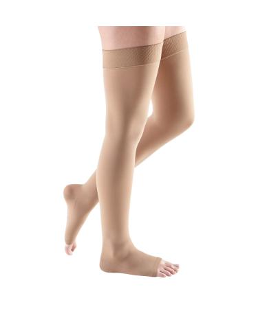mediven Comfort for Women 20-30 mmHg Thigh High Compression Stockings Open Toe - Black - VV Ebony