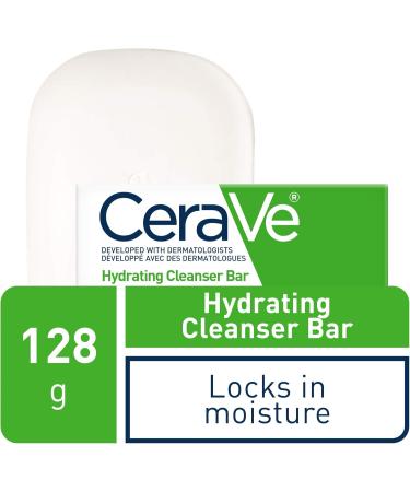 CeraVe Hydrating Cleansing Bar Soap-Free Body and Face Cleanser Bar with Hyaluronic Acid and Ceramides Fragrance Free & Non-Irritating 128 Grams - Buy Online on GoSupps.com