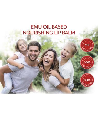 Emu Dundee | Pack of 2 Tubes of Natural Lip Balm with Emu Oil Made in Canada | Est. 1997 | Relieves Hydrates and Soothes Dry Cracked & Chapped Lips | Fragrance Free (3.8g) - Buy Online on GoSupps.com