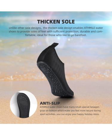 ATHMILE Barefoot Water Shoes | Quick-Dry Aqua Socks for Beach, Pool, Yoga | Unisex Swim Shoes | Black N-jacquard | Size 7-8 Women/6-7 Men - Buy Online on GoSupps.com