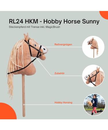 Buy RL24 HKM Hobby Horse Sunny | Plush Stock Horse with Bridle Wooden Stick & Long Mane - Light Brown - International Shipping Available - Buy Online on GoSupps.com