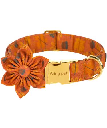 Aring pet dog collar with flower -stoves ahorn leaf dog collar flower delightful young and girl cotton autumn dog flower collar gifts with metal buckle for small medium large s: maple leaf