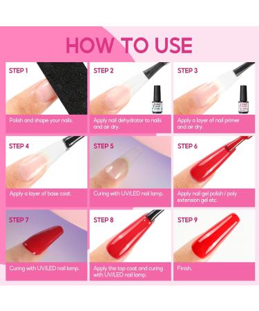 Peacecolor Primer for Gel Nails Dehydrator for Nails Professional Nail Prep Quick Air Dry Superior Bonding Primer Set for Gel Nail Polish Acrylic Nails Poly Nails Gel 8 ml - Buy Online on GoSupps.com