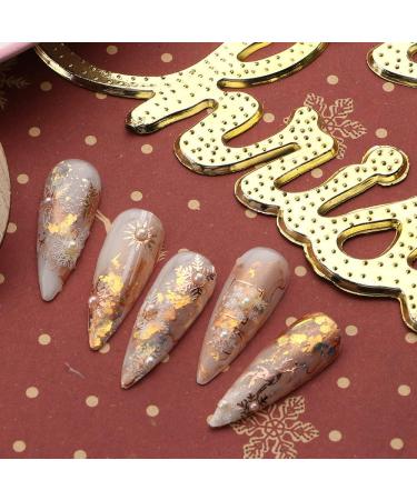 Rose Gold Christmas Nail Art Stickers - 8 Sheets Snowflakes, Santa Decals for Nail Design - Buy Online on GoSupps.com