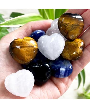 Buy Xiannvxi 8pcs Heart Crystal Set - Amethyst Clear Quartz Rose Quartz Healing Stones for Beginners | Natural Reiki Palm Gemstones - Buy Online on GoSupps.com
