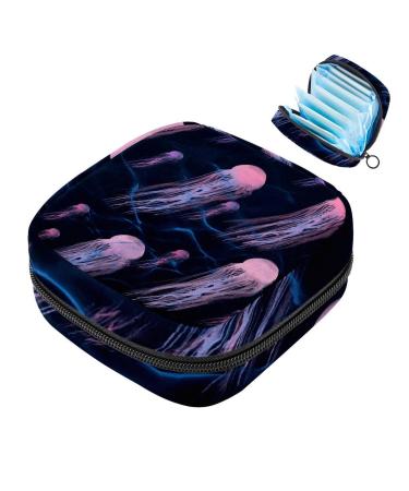 Women bands storage bag menstrual cup pocket girl travel big capacity make-up women bandage organizer ocean marine jelly pattern color 5