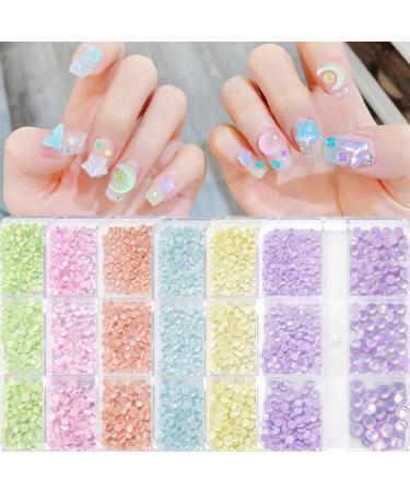 1Box Mixed Nails Art Decorations 3D Beads Nail Easy Installation And Removal Add Charm To Your Nail Nail Supplies Royal blue - Buy Online on GoSupps.com