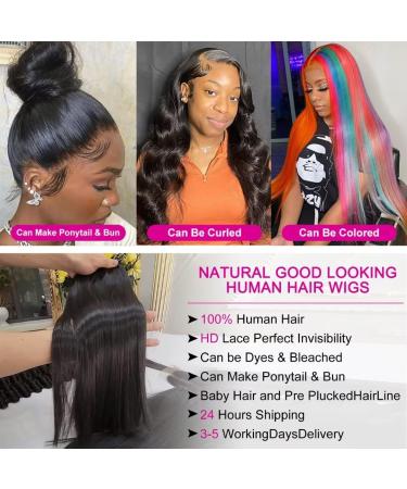 180 Density Glueless Straight Full Lace Human Hair Wig 24 Inch - HD Transparent Lace Front Wig for Black Women with High Ponytail Capability - Buy Online on GoSupps.com