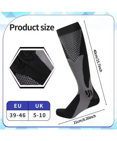 Compression Stockings for Men & Women - 20-30 mmHg for Varicose Veins - Support for Sports Travel & Pregnancy - 4 Pairs in Black/Blue (Size 40-46) - Buy Online on GoSupps.com
