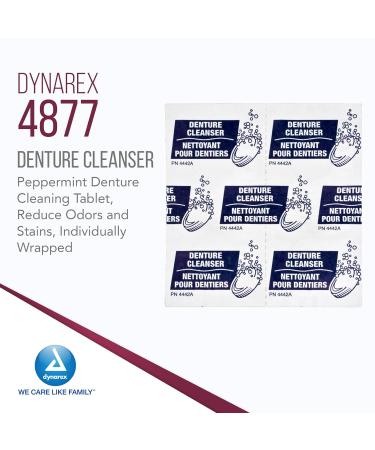 Dynarex Denture Cleanser Tablets Peppermint Flavor Odor & Stain Reduction - Individually Wrapped 40 Tablets for Effective Denture Care - Buy Online on GoSupps.com