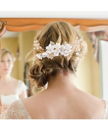 ibasenice Gold Artificial Flowers Crystal Ab Rhinestones Wedding Hair Comb Hair Combs for Women Accessories Wedding Hair Clips for Brides Wedding Comb Child Vintage White Gold Rhinestone - Buy Online on GoSupps.com