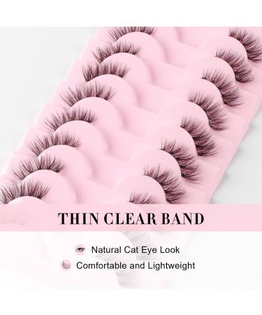 Glowingwin Half Lashes: Cat Eye False Eyelashes, Natural Look, 10 Pairs Corner Lashes, Handmade Reusable Mink Fluffy Lashes - Clear Band Half Lashes-09 - Buy Online on GoSupps.com